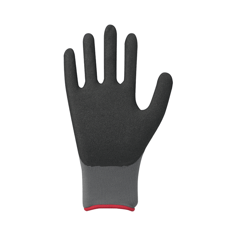 15G-Nylon/Spandex-Futter mit sandfarbener Nitrilbeschichtung, Nitrilpolsterung auf der Rückseite
